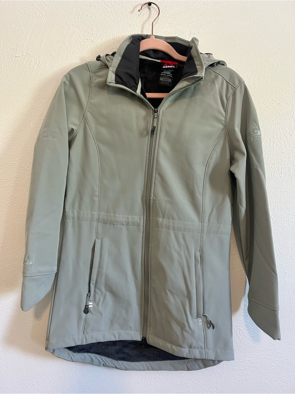 Gerry Weber Light Sage Green Hooded Softshell Trench Coat